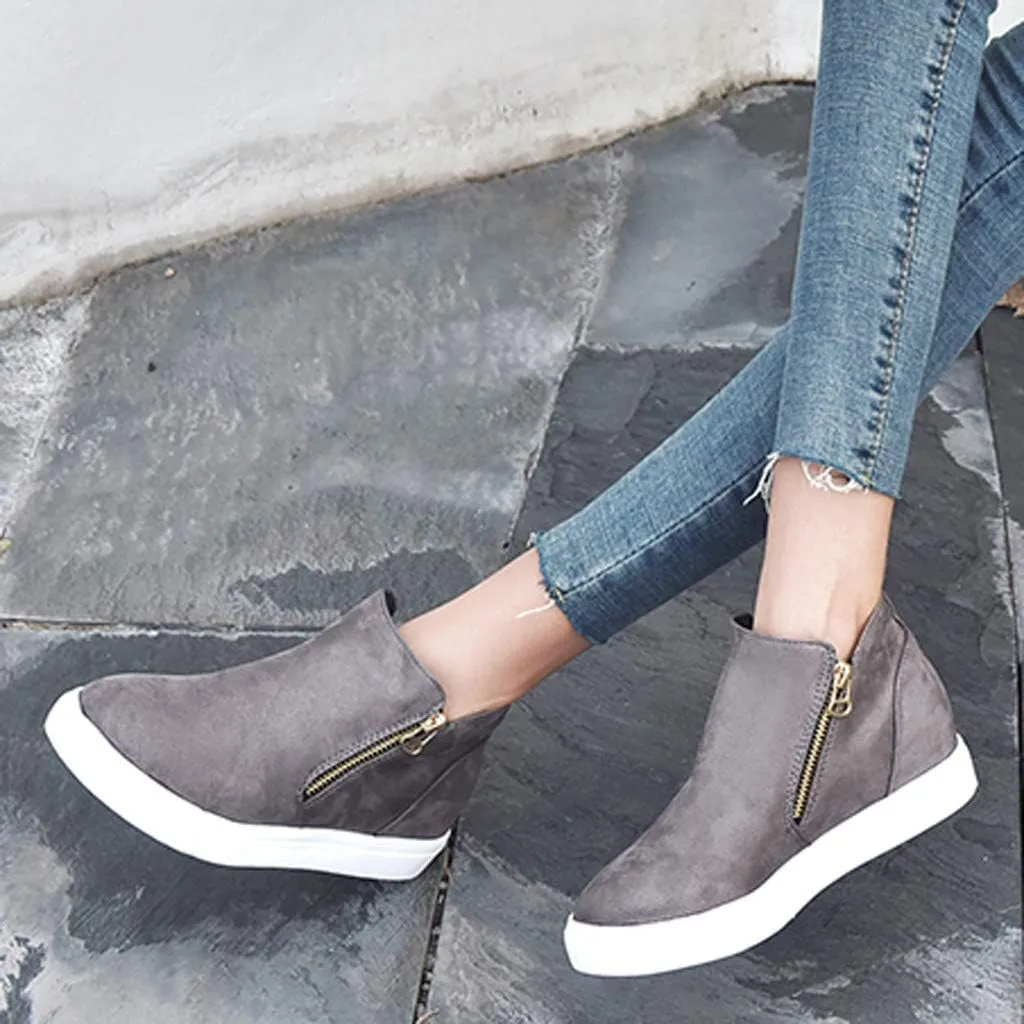 Gibobby Sneakers for Women Wide Width,Casual Slip On Lazy Shoes Breathable Hollow-Out Flat Loafers Wedge Shoes