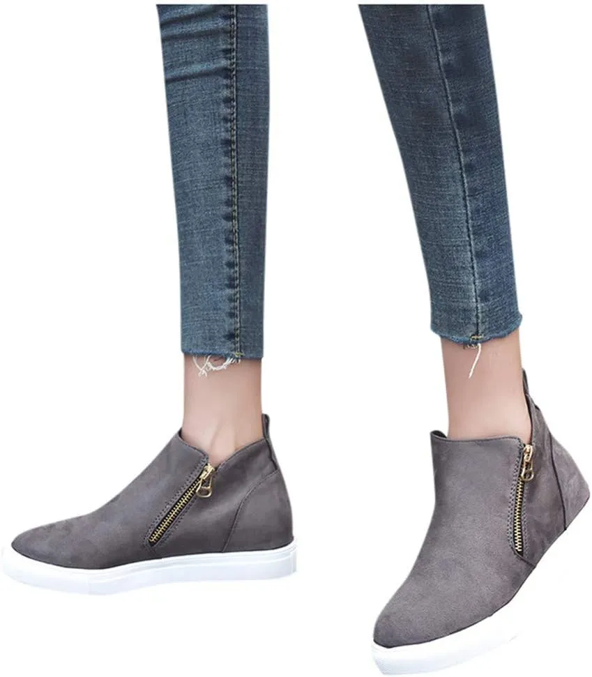 Gibobby Sneakers for Women Wide Width,Casual Slip On Lazy Shoes Breathable Hollow-Out Flat Loafers Wedge Shoes