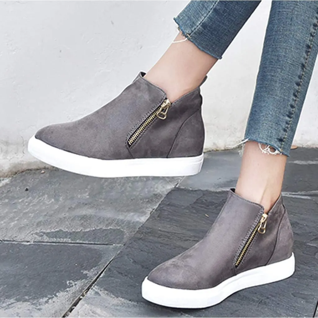 Gibobby Sneakers for Women Wide Width,Casual Slip On Lazy Shoes Breathable Hollow-Out Flat Loafers Wedge Shoes