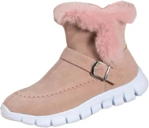 Ladmiple Snow Boots For Women Cute Wide Calf Winter Ankle Booties Slip on Warm Comfortable Outdoor Fur Lined Walking Shoes