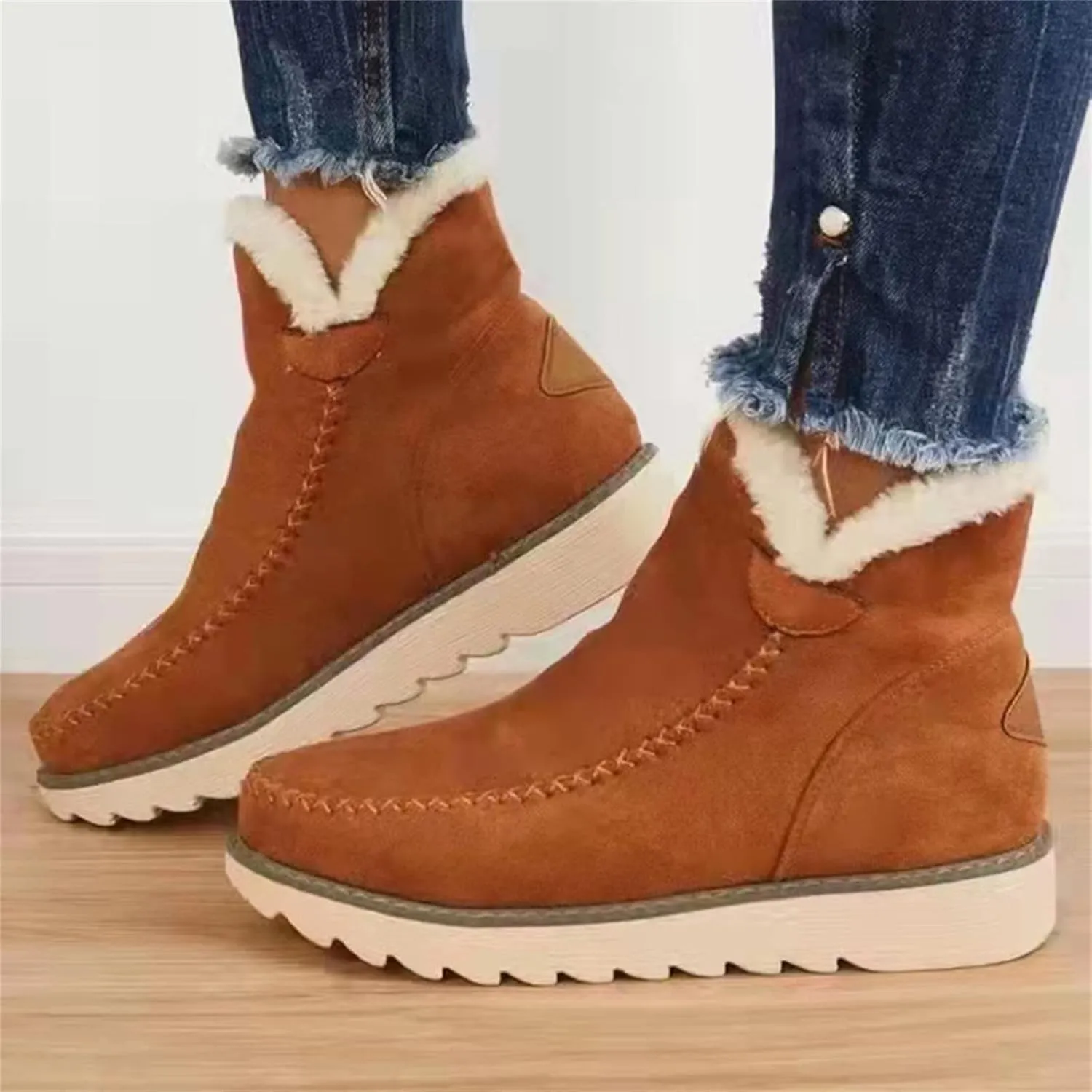 Ladmiple Winter Boots For Women 2024 Snow Warm Ankle Booties Comfortable Slip On Outdoor Fur Lined Walking Shoes for Women