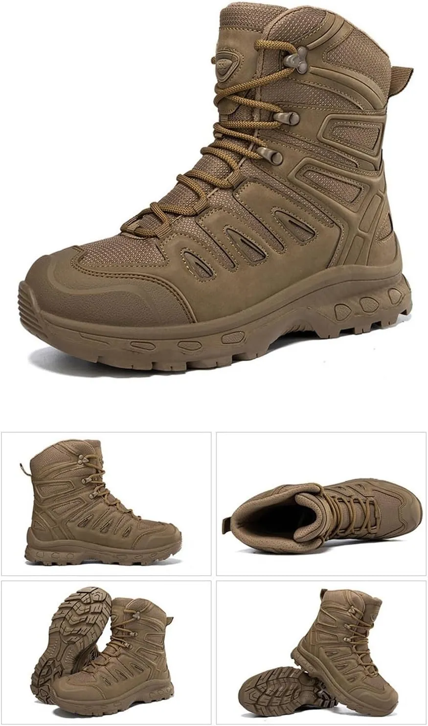 Mens Breathable Non Slip Plus Size Combat Boots, Comfortable Stylish Lace Up High Top Motorcycle Combat Bootie for Men, Desert Combat Army Combat Boots, for Tactical, Motorcycle