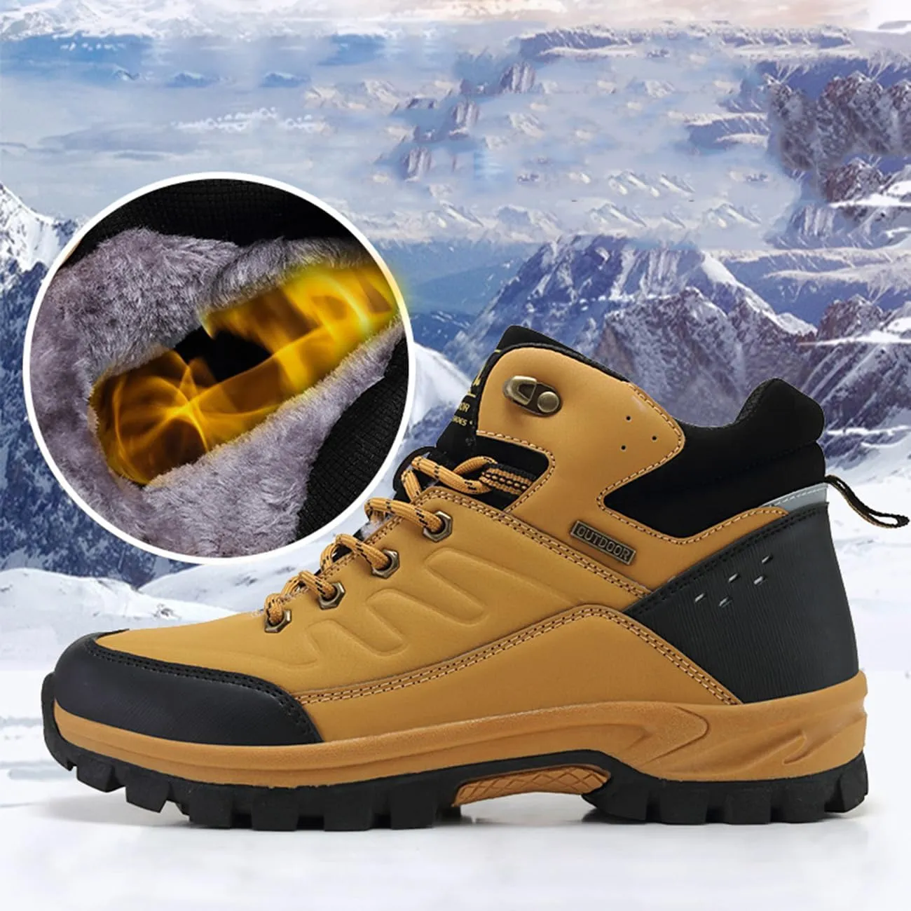Men's Hiking Boots Outdoor Waterproof Non-Slip Work Boots Autumn Winter Trekking Snow Boots