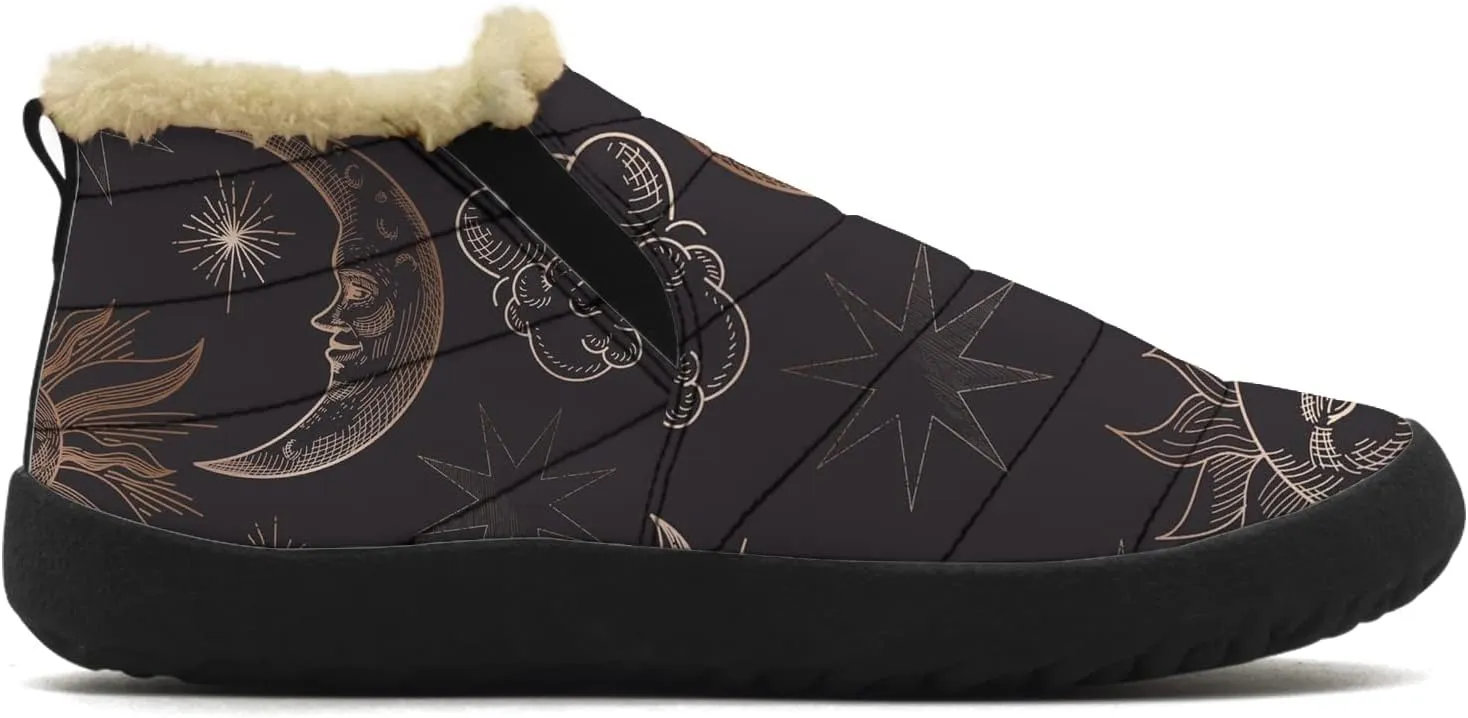 Sun Moon Shoes for Women Men Snow Boots Winter Low Top Fashion Sneakers Slip on Ankle Booties Valentines Day Gifts