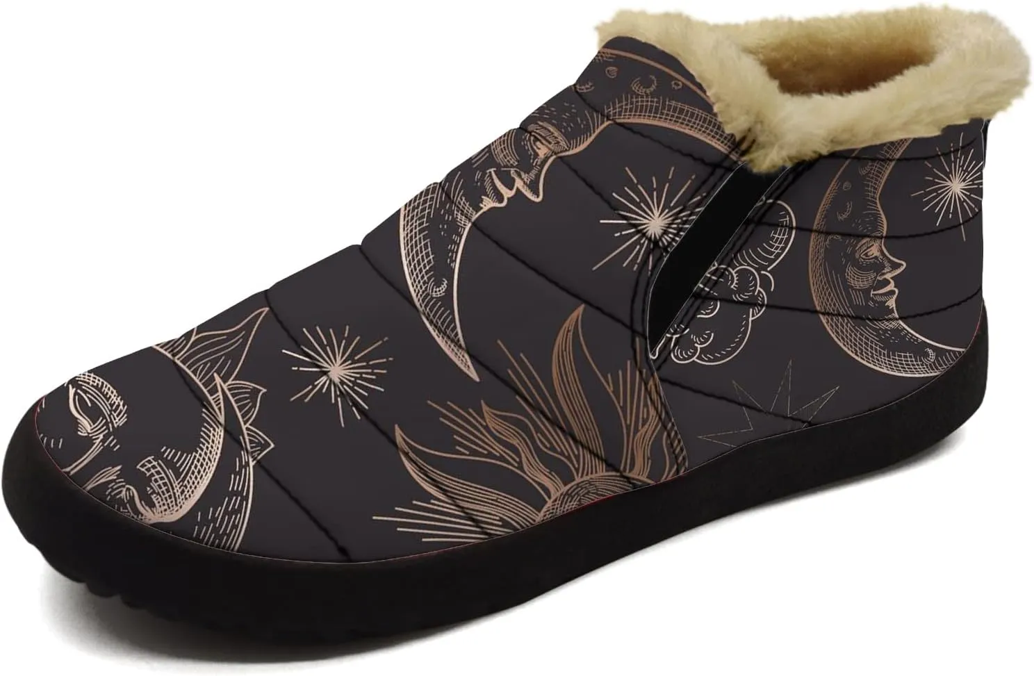 Sun Moon Shoes for Women Men Snow Boots Winter Low Top Fashion Sneakers Slip on Ankle Booties Valentines Day Gifts