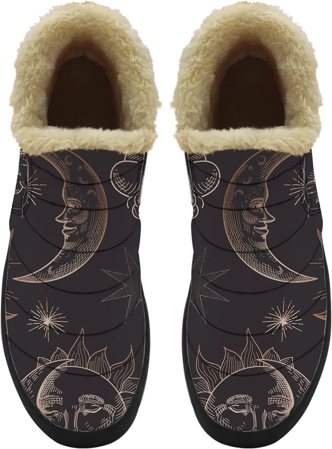 Sun Moon Shoes for Women Men Snow Boots Winter Low Top Fashion Sneakers Slip on Ankle Booties Valentines Day Gifts