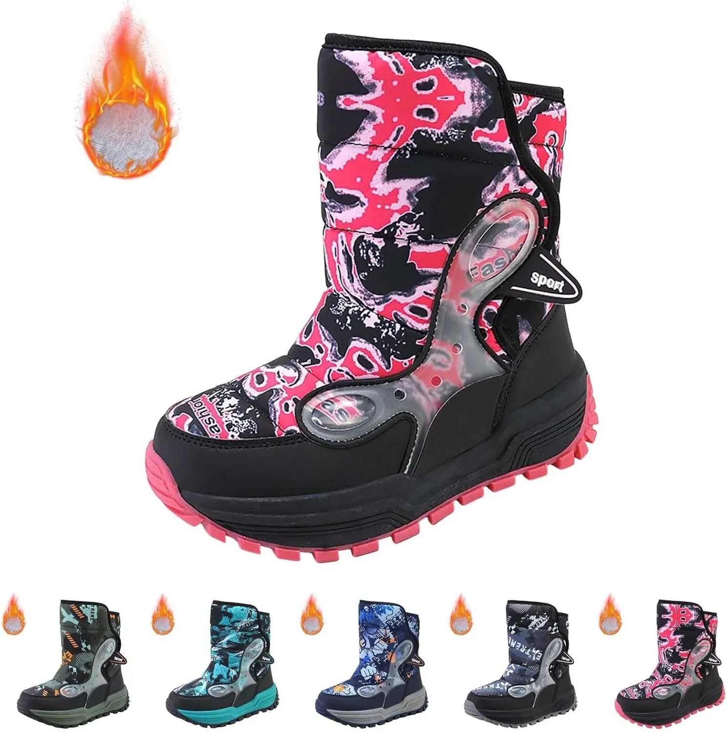 Toddler Winter Snow Boots Kids Fur Lined Warm Boots Baby Boys Girls Thermal Winter Boots Non Slip Ankle Booties Shoes