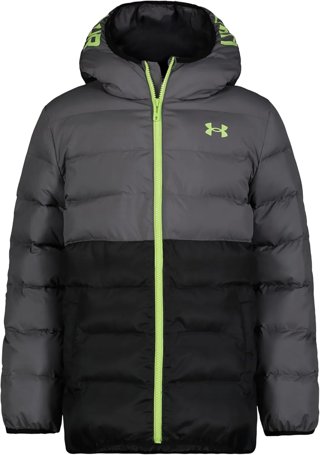 Under Armour Boys' Pronto Colorblock Puffer Jacket, Mid-Weight, Zip Up Closure, Repels Water