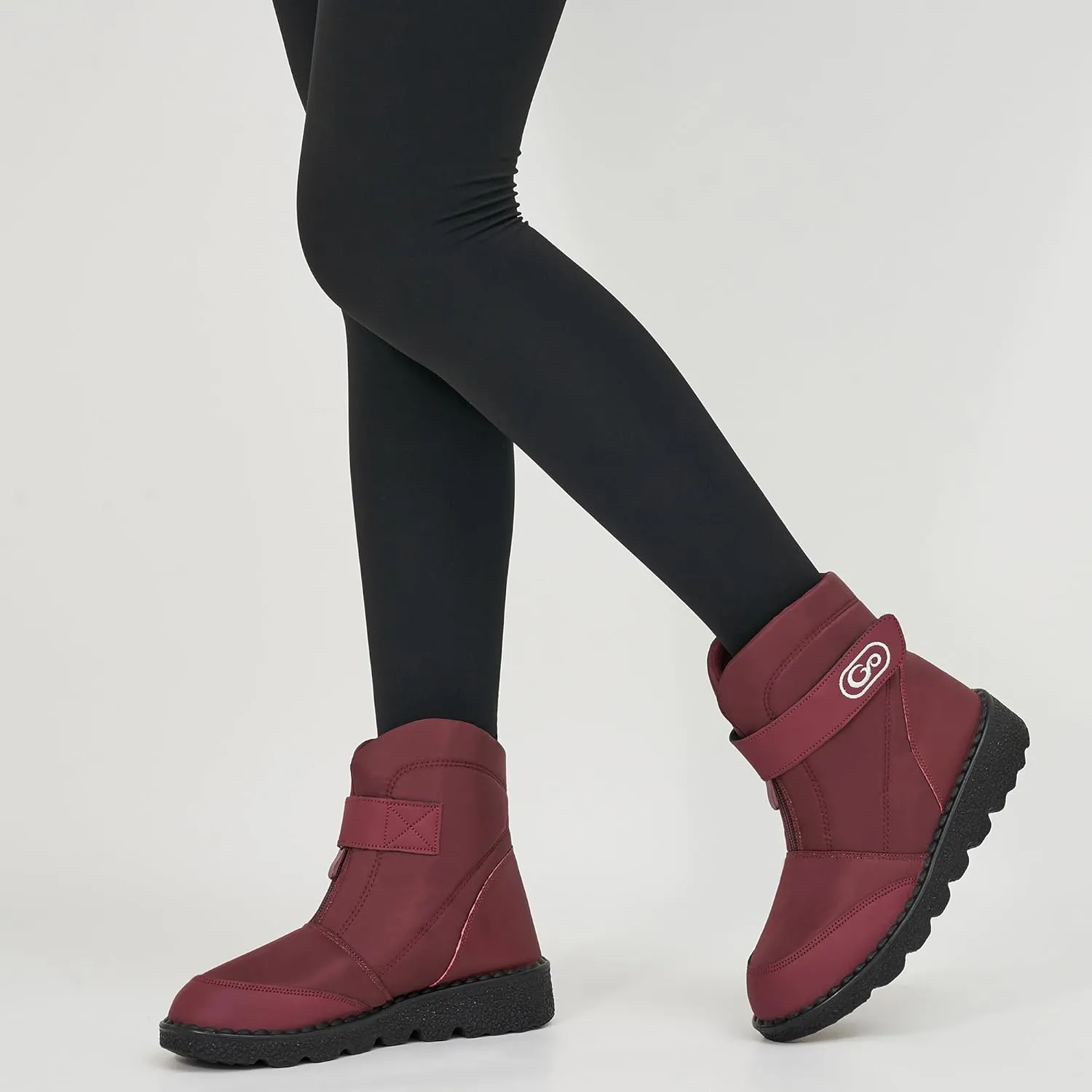 Womens Winter Snow Boots: Warm Fur Lined Comfortable Ankle Boot Zipper Hook Loop Waterproof Outdoor Booties for Women