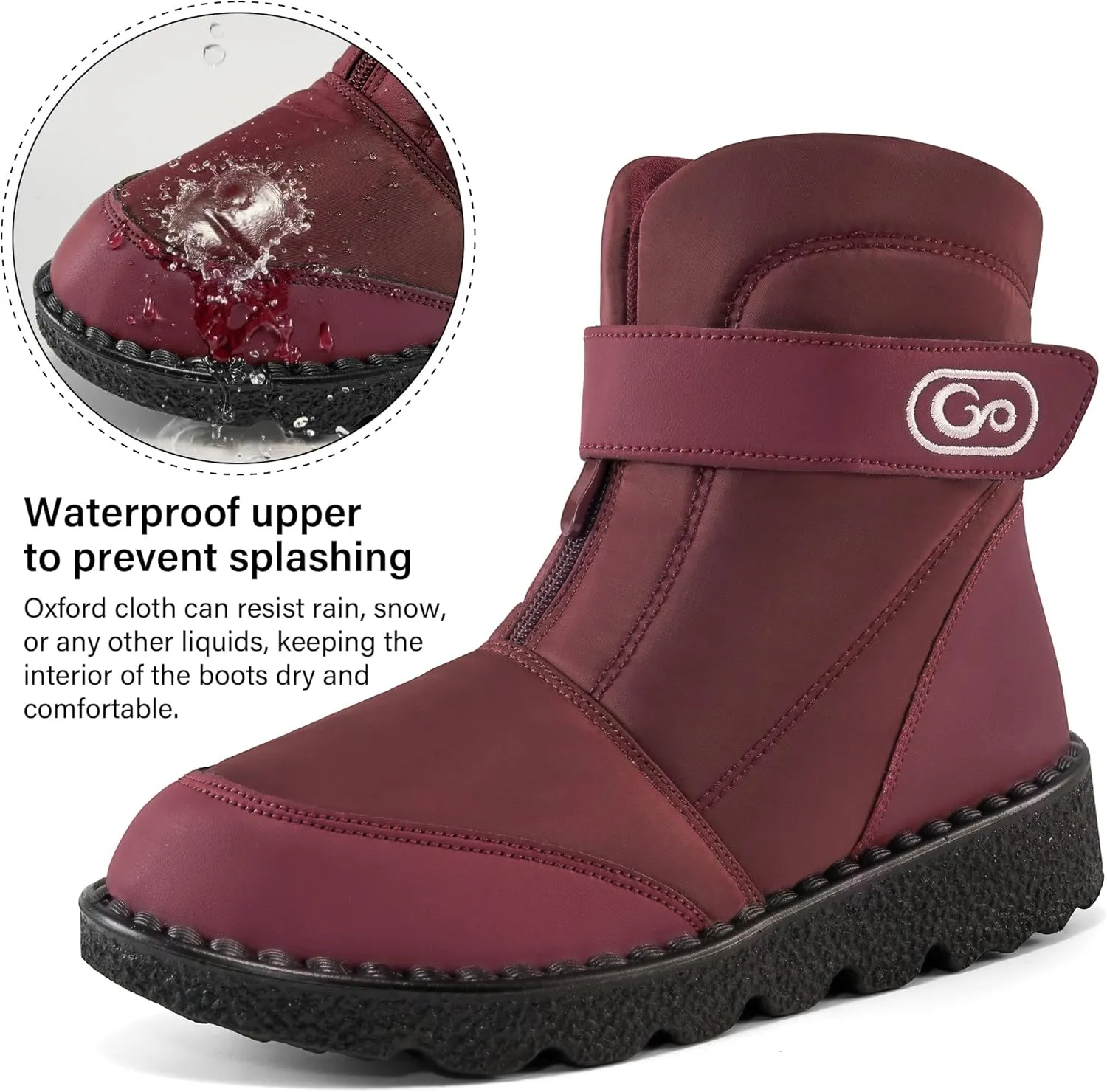 Womens Winter Snow Boots: Warm Fur Lined Comfortable Ankle Boot Zipper Hook Loop Waterproof Outdoor Booties for Women