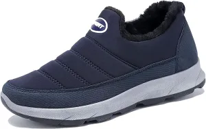 Yiozoi Men's Short Snow Boots Warm Plush Low Top Flat Shoes Soft Soles Windproof Men's Casual Walking Boots Non Slip