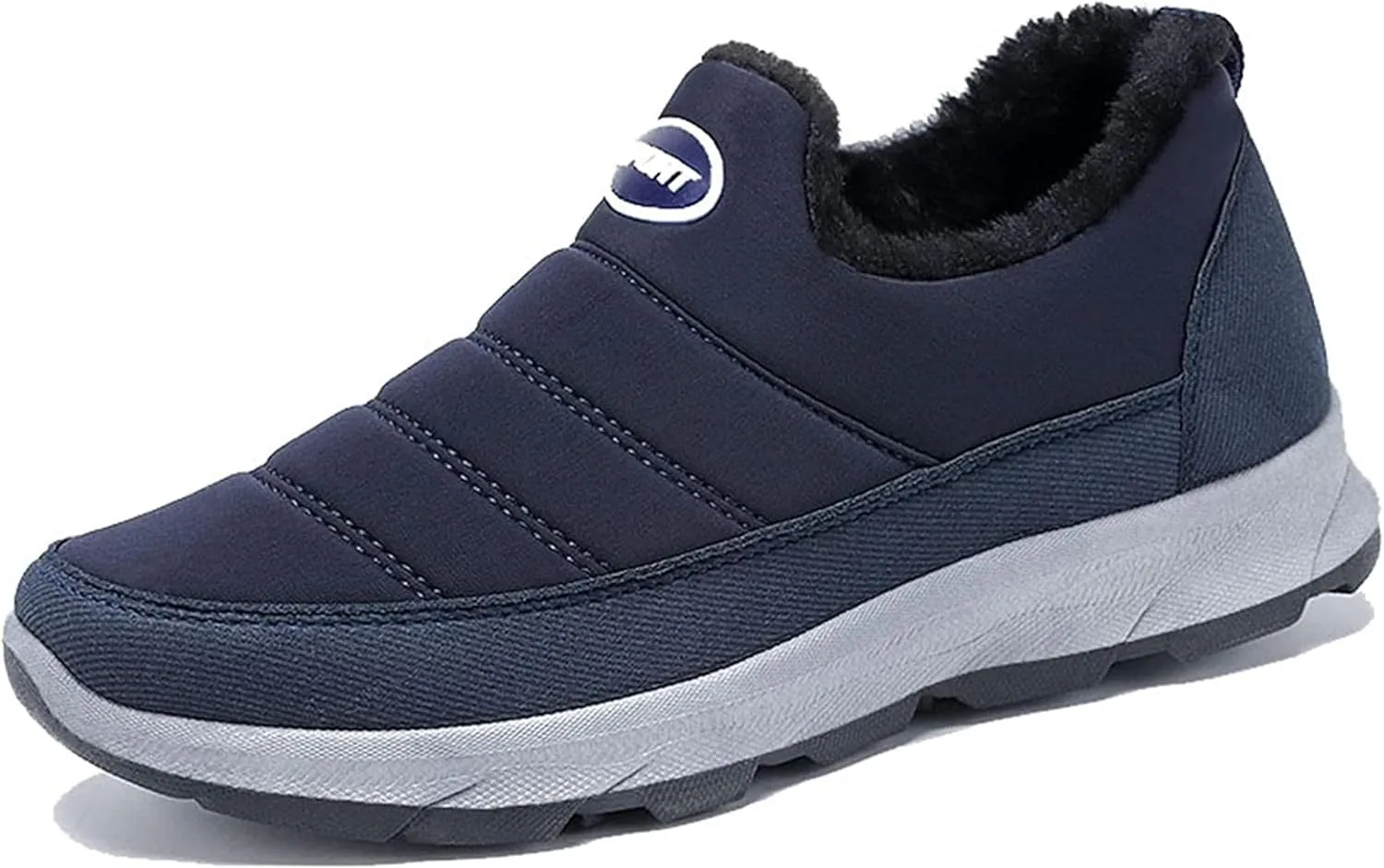Yiozoi Men's Short Snow Boots Warm Plush Low Top Flat Shoes Soft Soles Windproof Men's Casual Walking Boots Non Slip